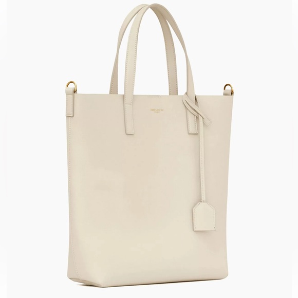YSL•Tall Shopping Tote•Smooth Leather Vintage White•Crossbody Messenger•FLAWLESS - Picture 3 of 16